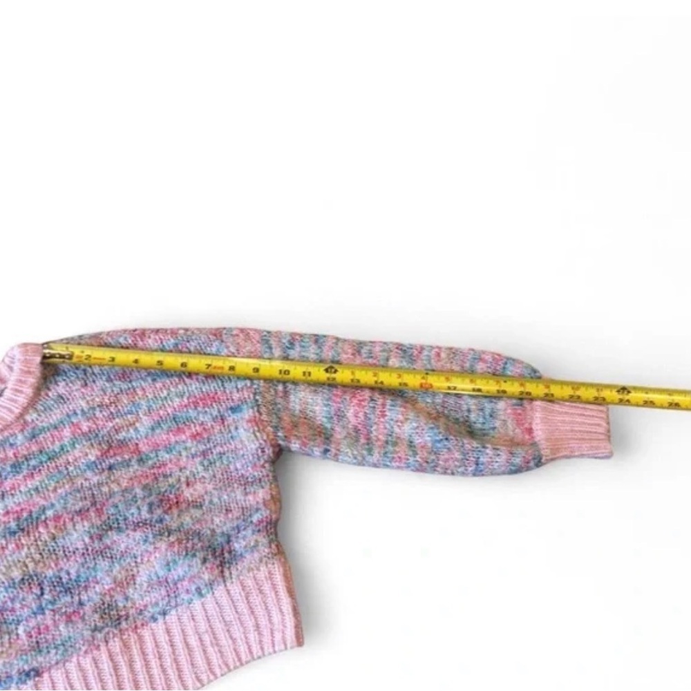 Jessica Simpson XS Cropped Sweater Chunky Knit Pastel Pink Multicolor Rainbow - Picture 4 of 7